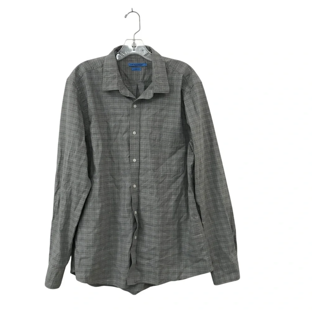 J. McLaughlin Shirt Men’s XL Gray Stripe Button Down Dress Long Sleeve Modern - Picture 4 of 4
